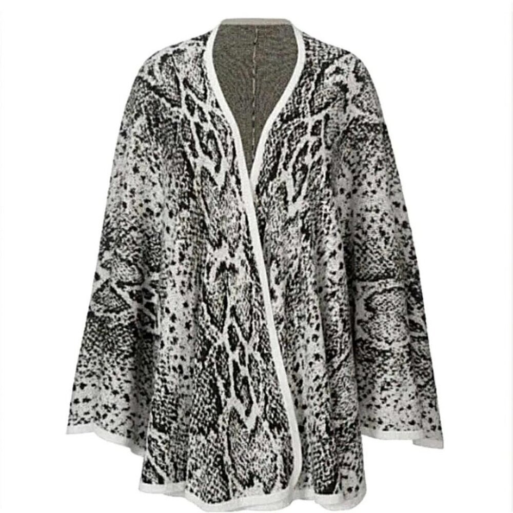 CAbi Serpent Knit Wrap One Size Fits Most Snakeskin Print Open Cotton Style 4412